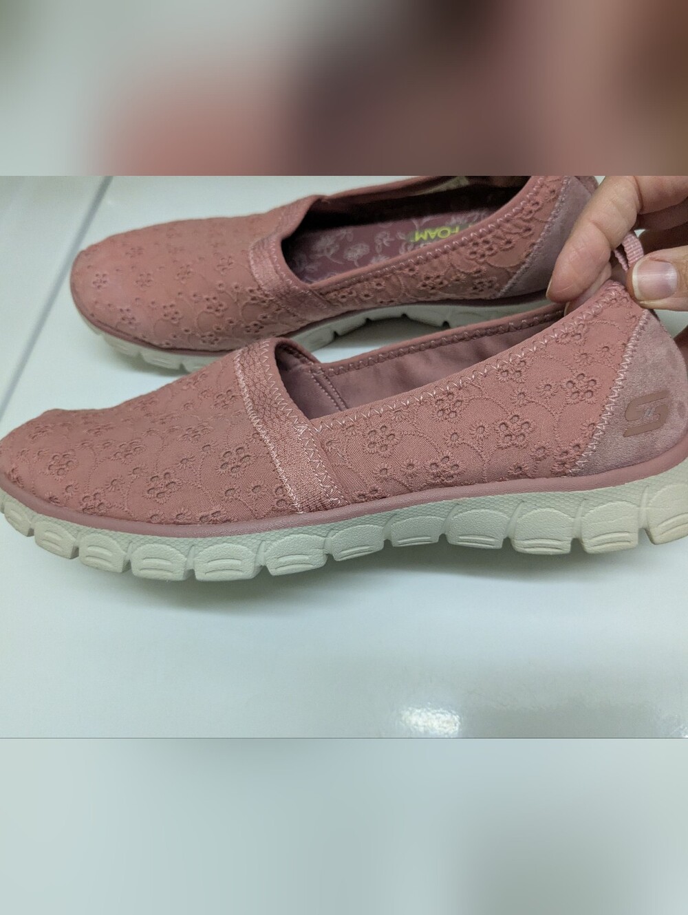 Skechers EZ Flex Kindred Spirit Shoes, Pink Eyelet, Wmn Sz 10, EUC!!!